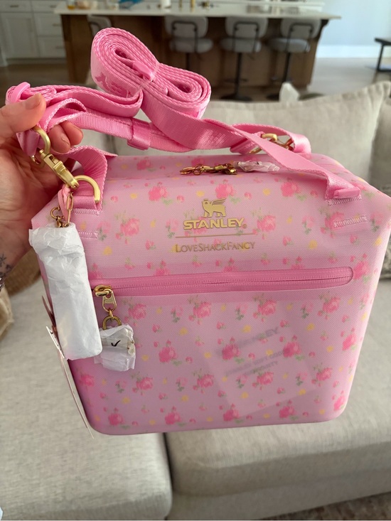LoveShackFancy Handbags - LoveShackFancy x Stanley Pink Floral Crossbody Bag with Gold Hardware